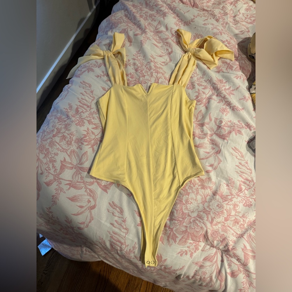 Pink Rose Yellow Bodysuit One Piece
